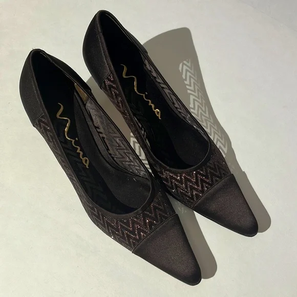Nina Shoes Nina Satin Glitter Heels Pumps Shoes Sz Wedding